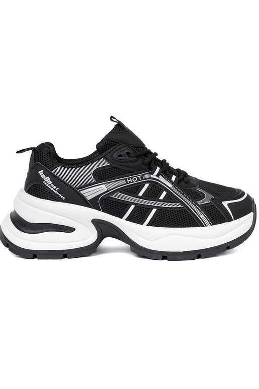 black Sneakers z przeInieInną choleInką i masyInną białą podeszIną