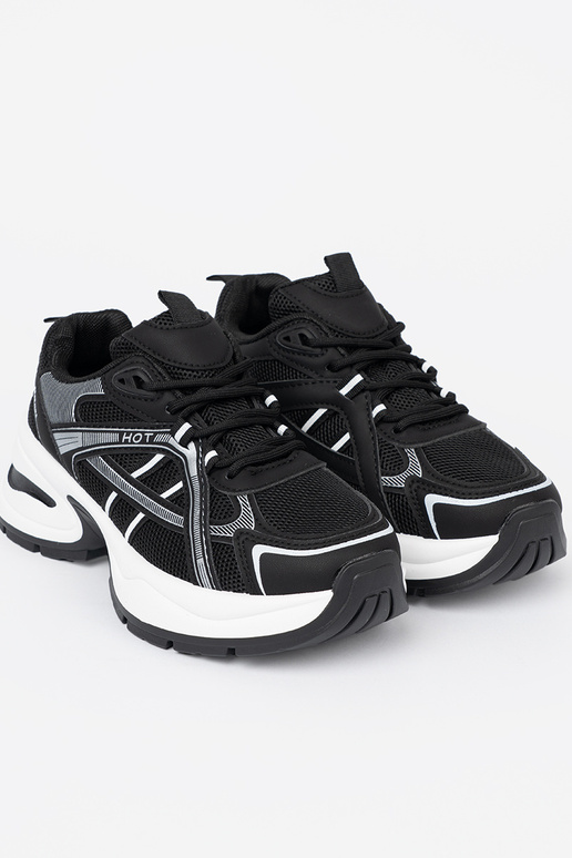 black Sneakers z przeInieInną choleInką i masyInną białą podeszIną