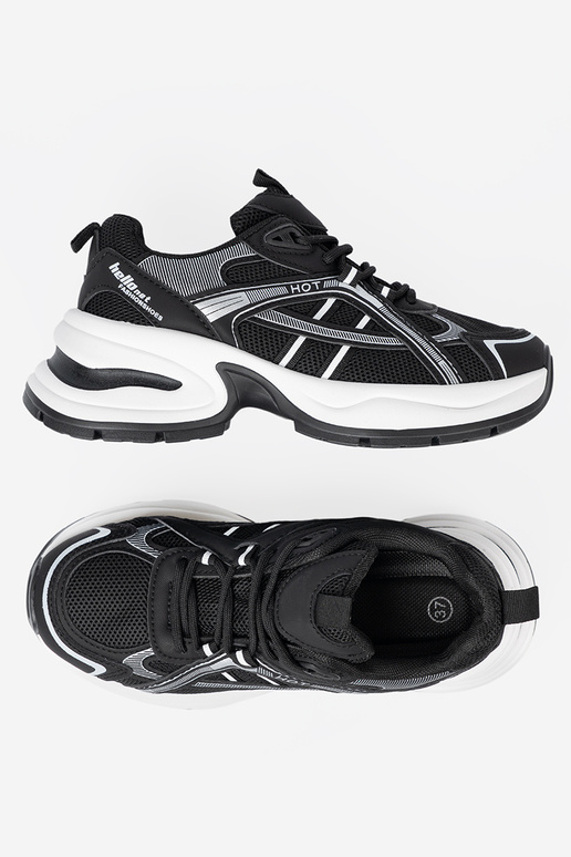 black Sneakers z przeInieInną choleInką i masyInną białą podeszIną