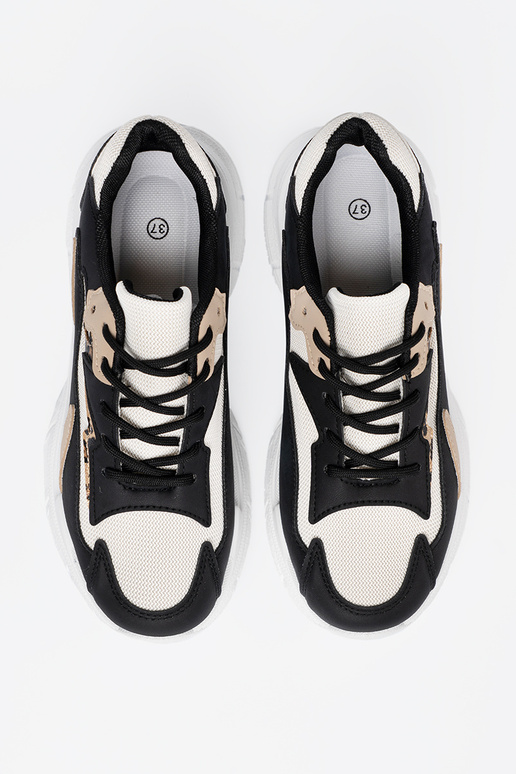 Black and-beige Sneakers model shoes Inith a massive platform