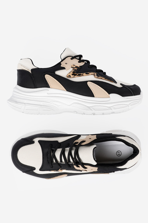 Black and-beige Sneakers model shoes Inith a massive platform