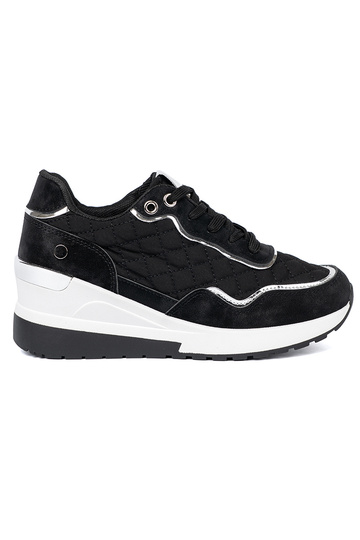 Czarne sneakersy damskie na koturnie 2