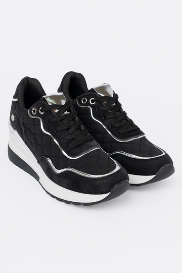 Czarne sneakersy damskie na koturnie