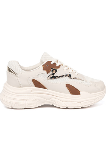 Beżowe sneakersy damskie na grubej podeszwie 2