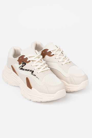 Beżowe sneakersy damskie na grubej podeszwie