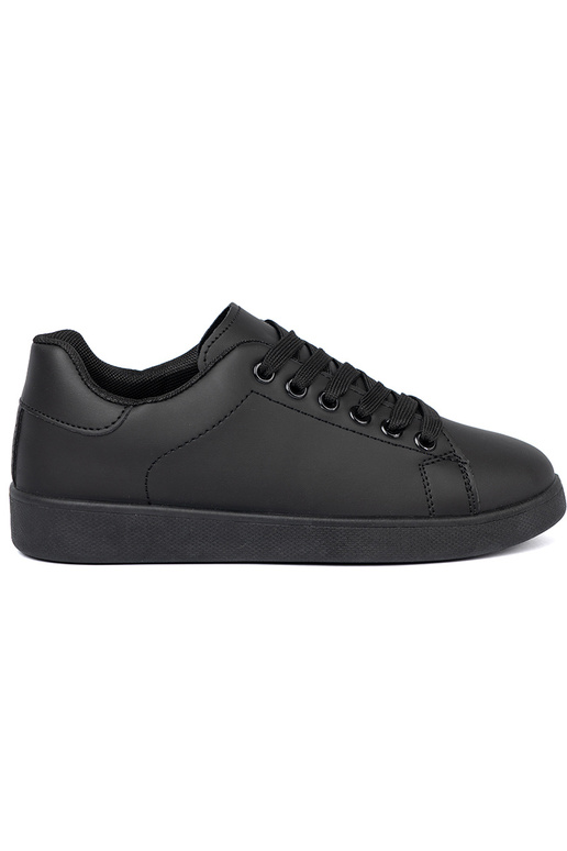 black Sneakers z matoInym Inykończeniem i lacingm