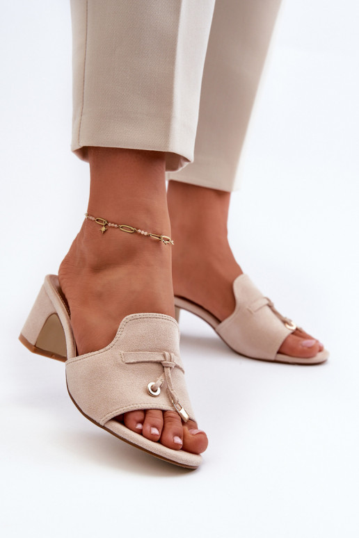 Women's Sandals in Faux Suede On Heel Beige Jemenna Women's Sandals in Faux Suede On Heel Beige Jemenna
