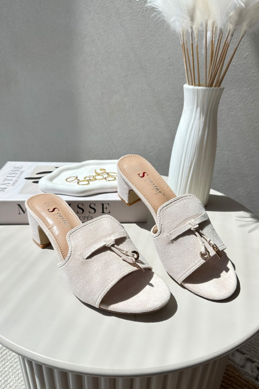 Women's Sandals in Faux Suede On Heel Beige Jemenna Women's Sandals in Faux Suede On Heel Beige Jemenna
