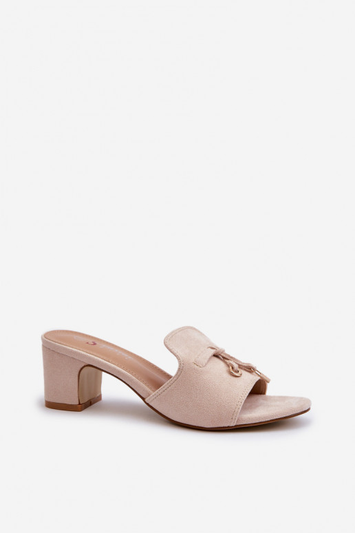 Women's Sandals in Faux Suede On Heel Beige Jemenna Women's Sandals in Faux Suede On Heel Beige Jemenna