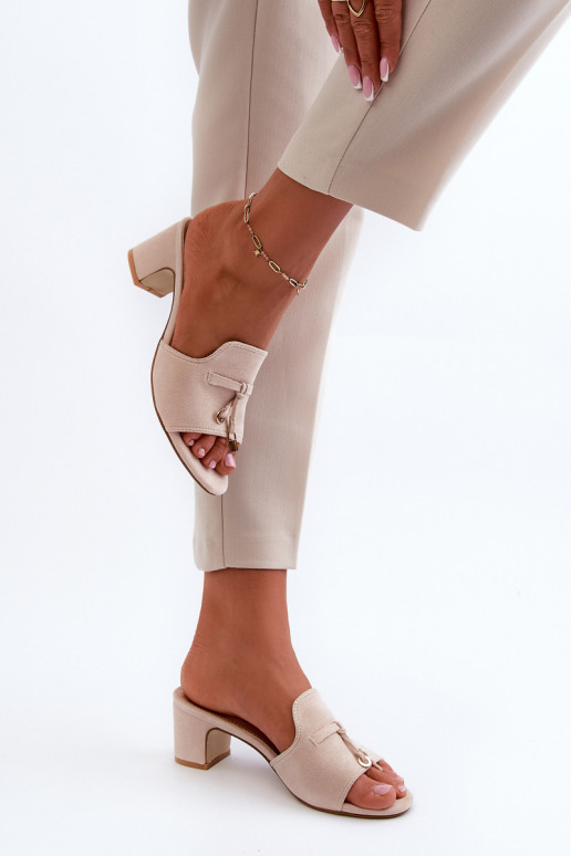 Women's Sandals in Faux Suede On Heel Beige Jemenna Women's Sandals in Faux Suede On Heel Beige Jemenna