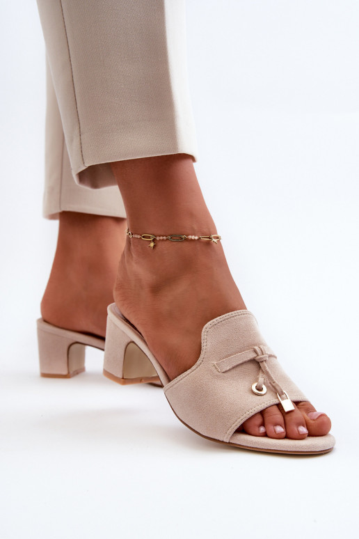 Women's Sandals in Faux Suede On Heel Beige Jemenna Women's Sandals in Faux Suede On Heel Beige Jemenna