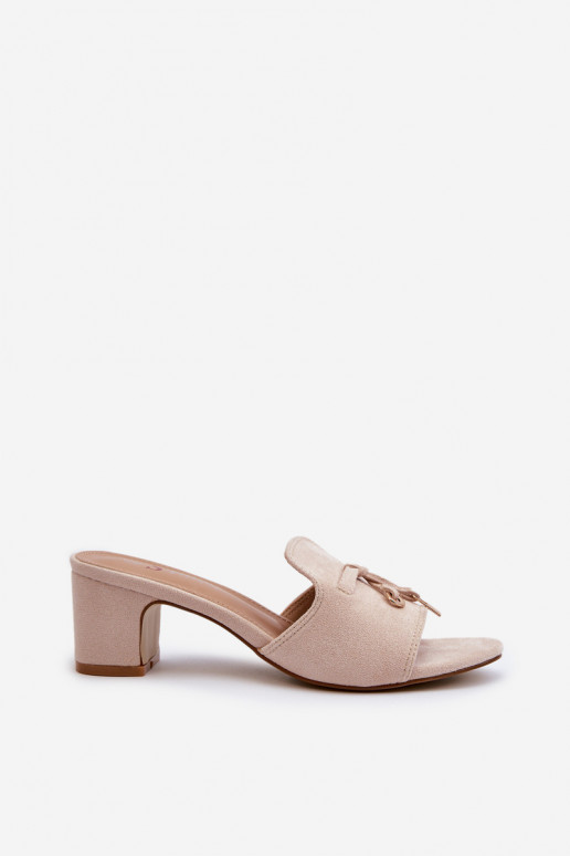 Women's Sandals in Faux Suede On Heel Beige Jemenna Women's Sandals in Faux Suede On Heel Beige Jemenna