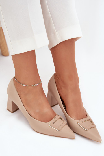 Heels With Decorative Buckle Nude Seriva