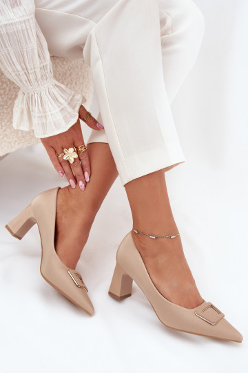 Heels With Decorative Buckle Nude Seriva 2