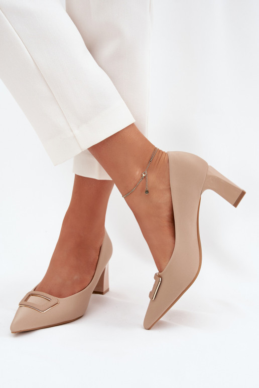 Heels With Decorative Buckle Nude Seriva