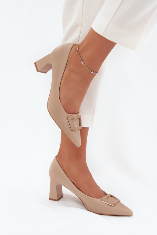 Heels With Decorative Buckle Nude Seriva