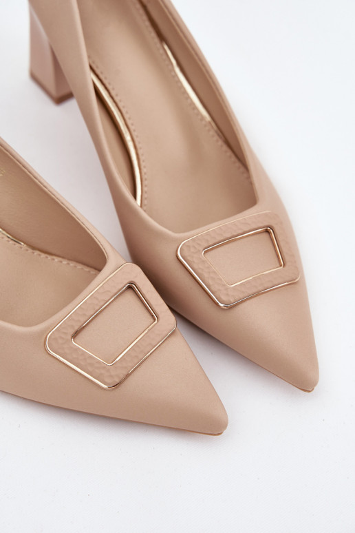 Heels With Decorative Buckle Nude Seriva