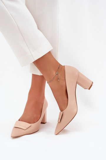 Heels with decoration beige Celira