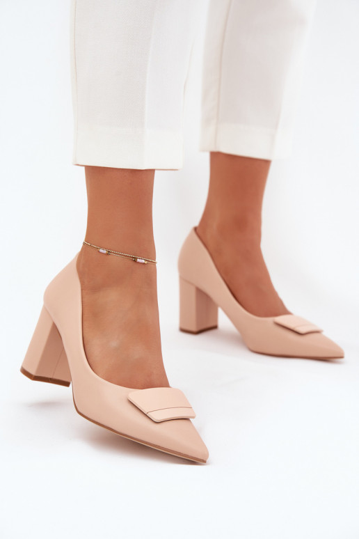 Heels with decoration beige Celira