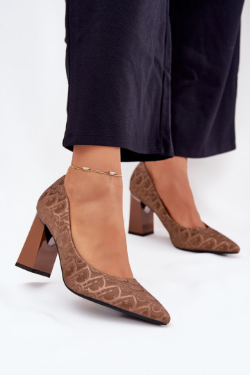 Women's Heels With Decorative Embossing Vinceza 62254 Brown