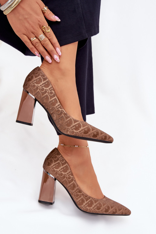 Women's Heels With Decorative Embossing Vinceza 62254 Brown Women's Heels With Decorative Embossing Vinceza 62254 Brown