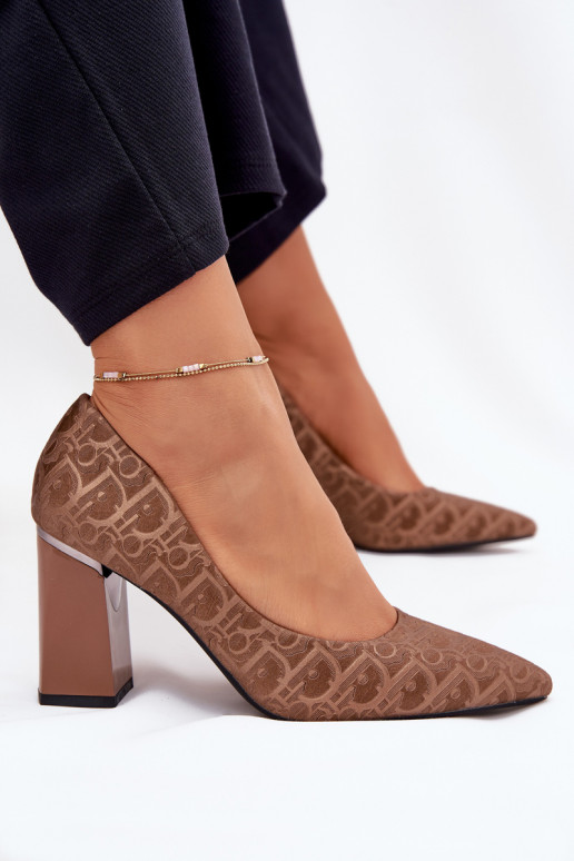 Women's Heels With Decorative Embossing Vinceza 62254 Brown Women's Heels With Decorative Embossing Vinceza 62254 Brown