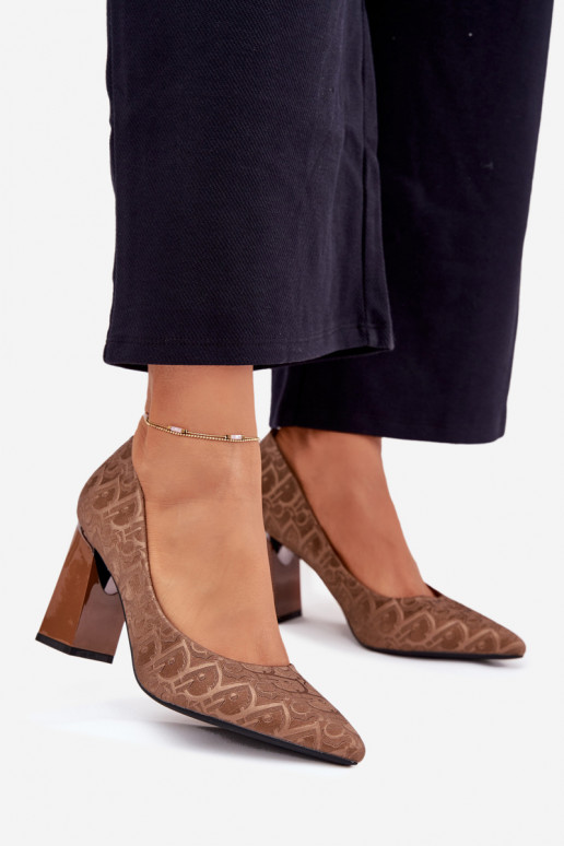 Women's Heels With Decorative Embossing Vinceza 62254 Brown Women's Heels With Decorative Embossing Vinceza 62254 Brown