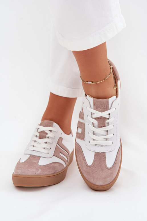 Women's Leather Sneakers Vinceza 79557 White-Beige