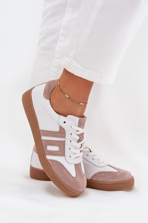 Women's Leather Sneakers Vinceza 79557 White-Beige