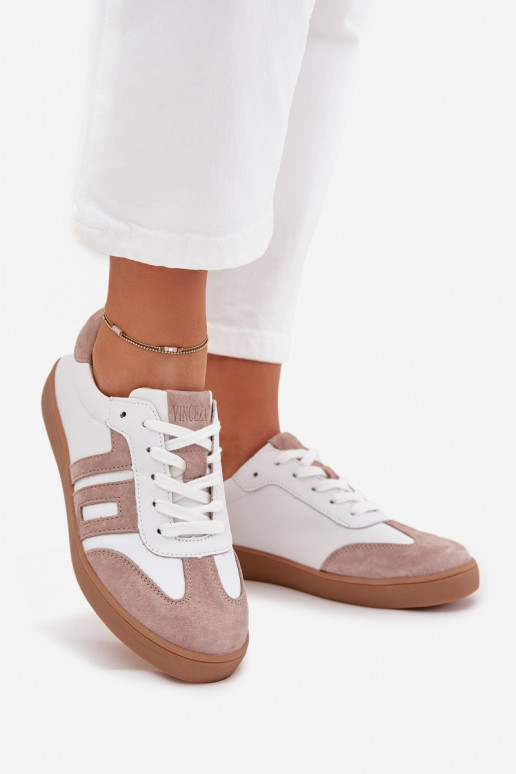 Women's Leather Sneakers Vinceza 79557 White-Beige