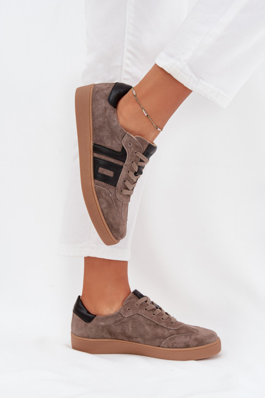 Zamszowe Sneakersy Damskie Vinceza 79557 Ciemnobeżowe Zamszowe Sneakersy Damskie Vinceza 79557 Ciemnobeżowe