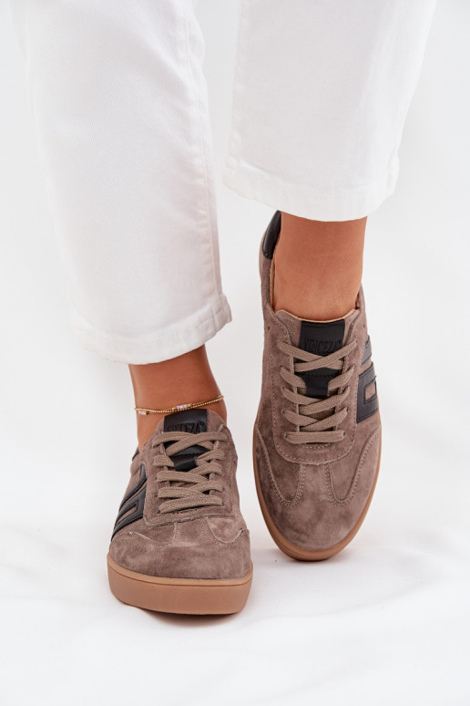 Zamszowe Sneakersy Damskie Vinceza 79557 Ciemnobeżowe Zamszowe Sneakersy Damskie Vinceza 79557 Ciemnobeżowe
