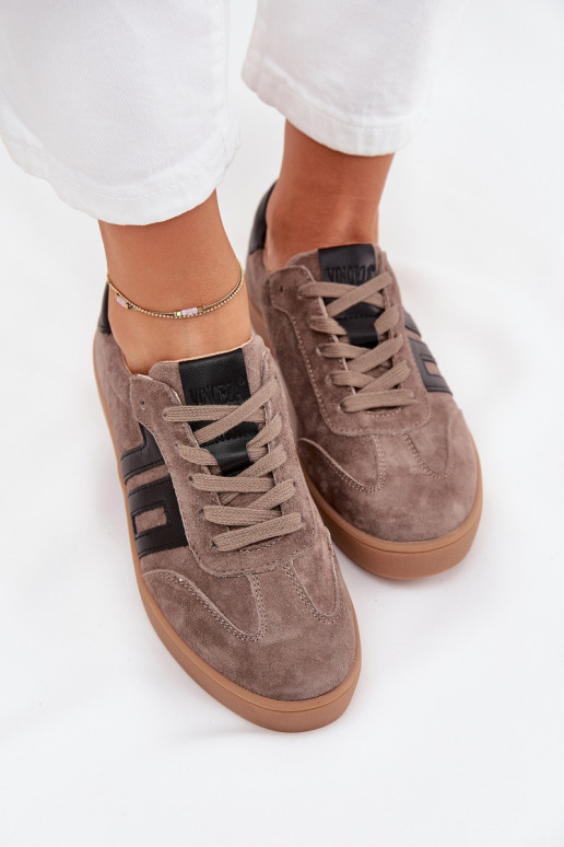 Zamszowe Sneakersy Damskie Vinceza 79557 Ciemnobeżowe Zamszowe Sneakersy Damskie Vinceza 79557 Ciemnobeżowe