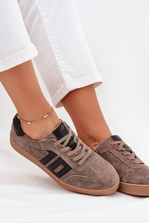 Zamszowe Sneakersy Damskie Vinceza 79557 Ciemnobeżowe Zamszowe Sneakersy Damskie Vinceza 79557 Ciemnobeżowe
