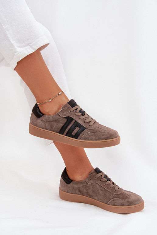 Zamszowe Sneakersy Damskie Vinceza 79557 Ciemnobeżowe Zamszowe Sneakersy Damskie Vinceza 79557 Ciemnobeżowe