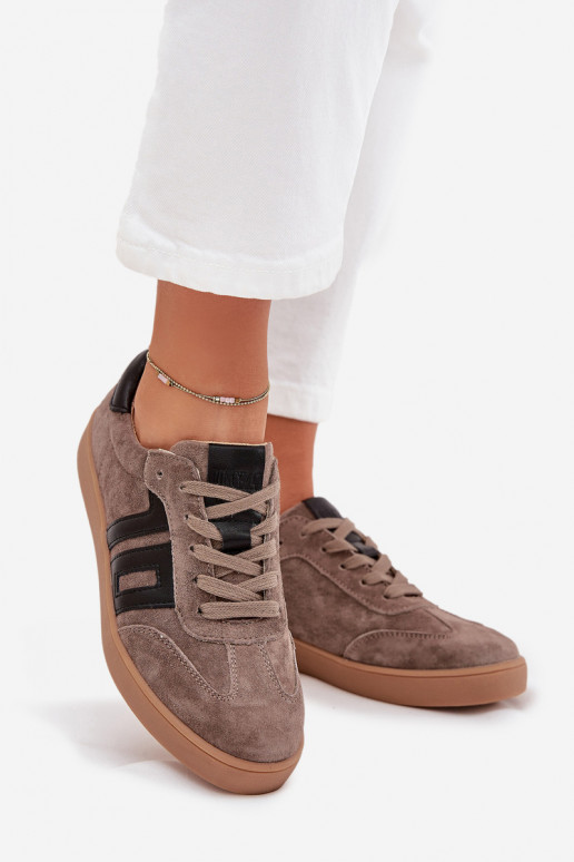 Zamszowe Sneakersy Damskie Vinceza 79557 Ciemnobeżowe Zamszowe Sneakersy Damskie Vinceza 79557 Ciemnobeżowe