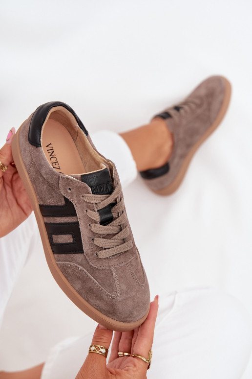 Zamszowe Sneakersy Damskie Vinceza 79557 Ciemnobeżowe Zamszowe Sneakersy Damskie Vinceza 79557 Ciemnobeżowe