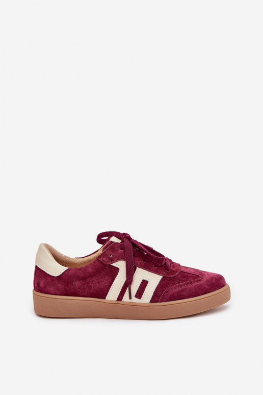 Zamszowe Sneakersy Damskie Vinceza 79557 Bordowe