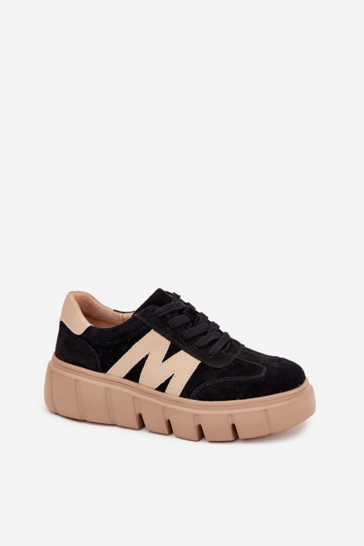 Zamszowe Damskie Sneakersy Na Platformie Vinceza 79561 Czarne Zamszowe Damskie Sneakersy Na Platformie Vinceza 79561 Czarne