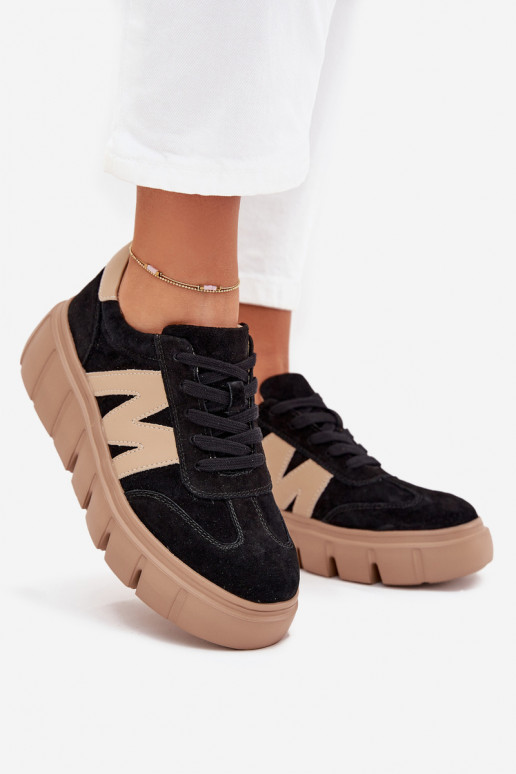Zamszowe Damskie Sneakersy Na Platformie Vinceza 79561 Czarne Zamszowe Damskie Sneakersy Na Platformie Vinceza 79561 Czarne