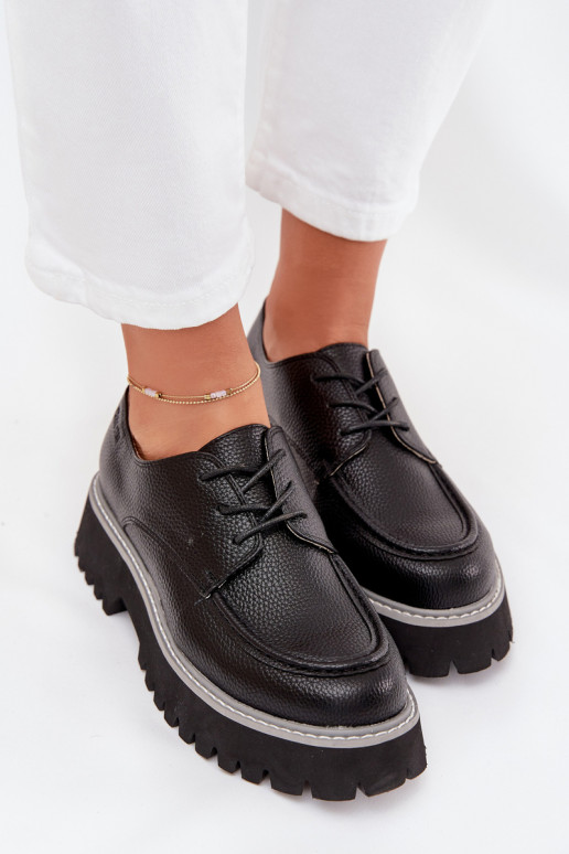 Ladies Lace-Up Moccasins Big Star NN274052 Black