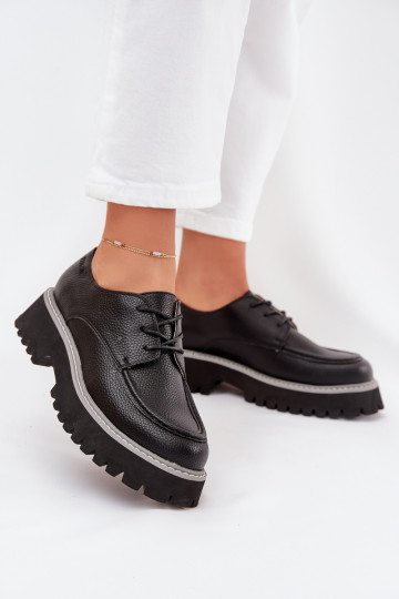 Ladies Lace-Up Moccasins Big Star NN274052 Black 2