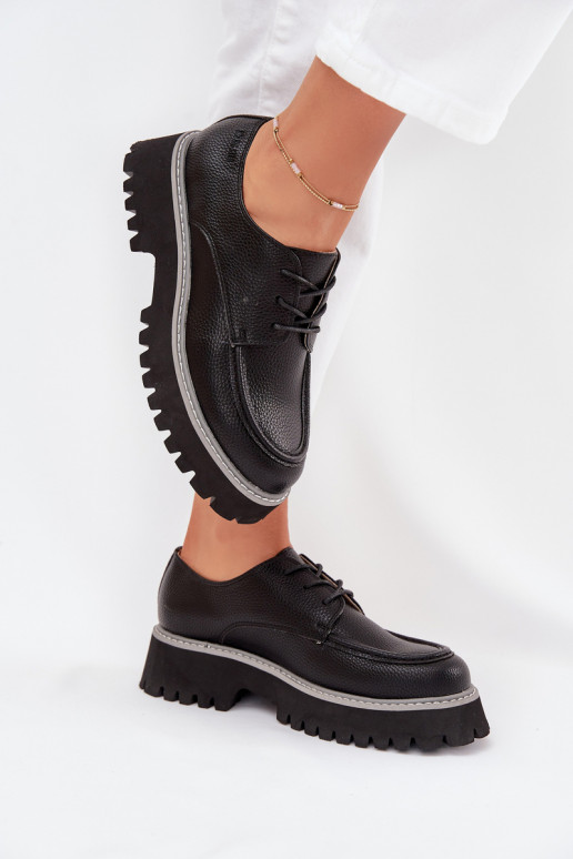 Ladies Lace-Up Moccasins Big Star NN274052 Black