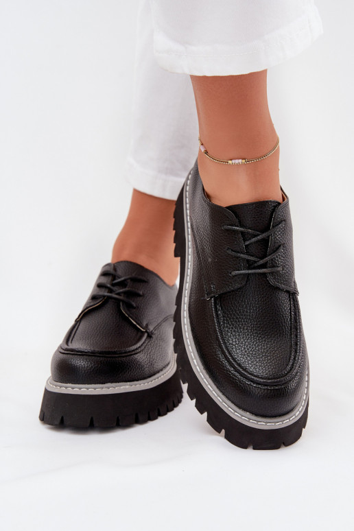 Ladies Lace-Up Moccasins Big Star NN274052 Black