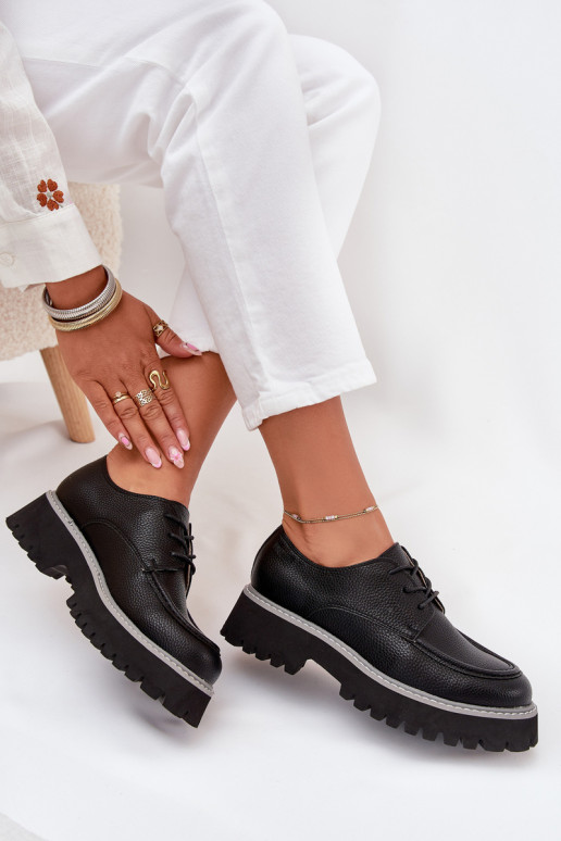 Ladies Lace-Up Moccasins Big Star NN274052 Black