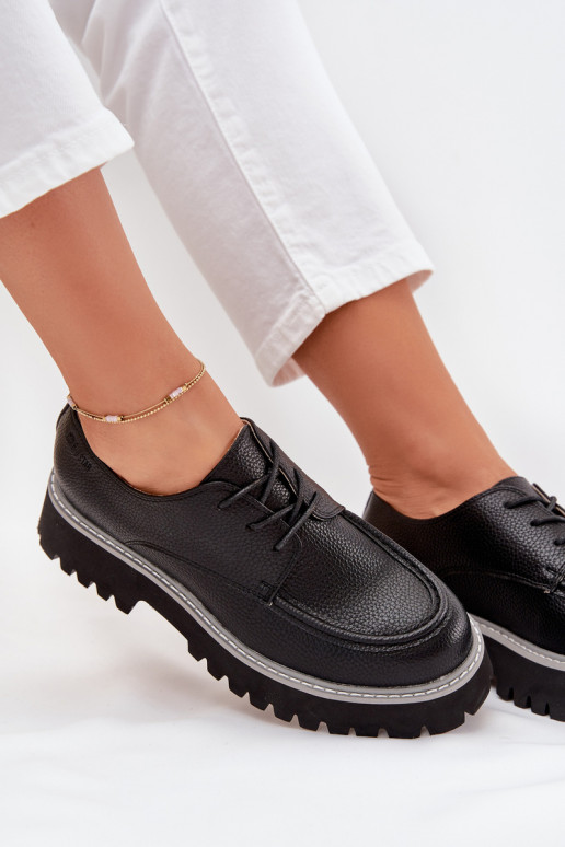 Ladies Lace-Up Moccasins Big Star NN274052 Black