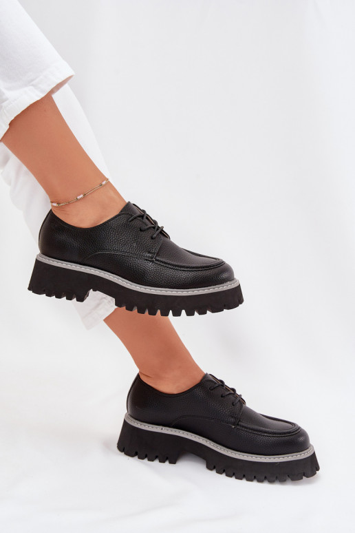 Ladies Lace-Up Moccasins Big Star NN274052 Black