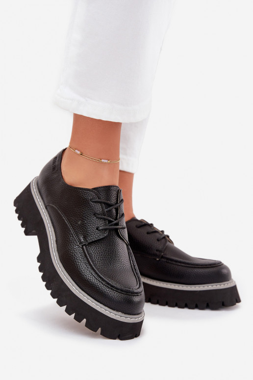 Ladies Lace-Up Moccasins Big Star NN274052 Black