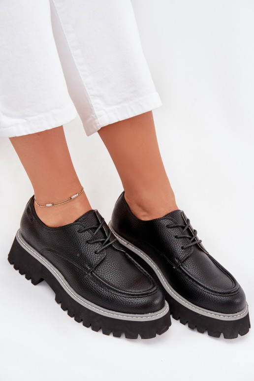 Ladies Lace-Up Moccasins Big Star NN274052 Black