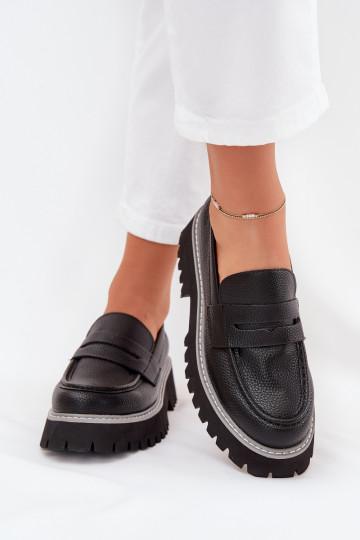 Women's Platform And Flat Heeled Moccasins Big Star NN274049 Black